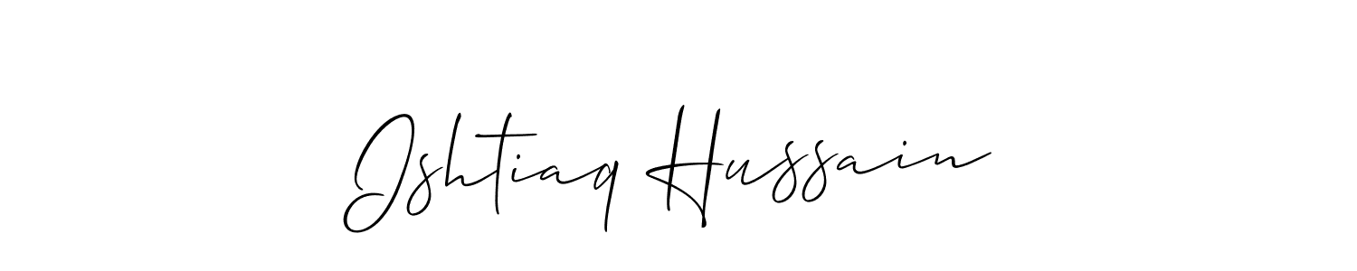 Use a signature maker to create a handwritten signature online. With this signature software, you can design (Allison_Script) your own signature for name Ishtiaq Hussain. Ishtiaq Hussain signature style 2 images and pictures png