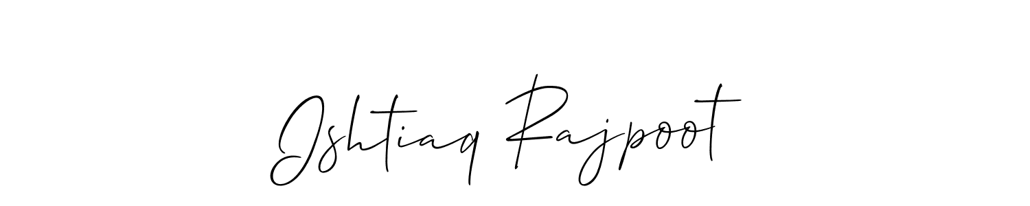 Allison_Script is a professional signature style that is perfect for those who want to add a touch of class to their signature. It is also a great choice for those who want to make their signature more unique. Get Ishtiaq Rajpoot name to fancy signature for free. Ishtiaq Rajpoot signature style 2 images and pictures png