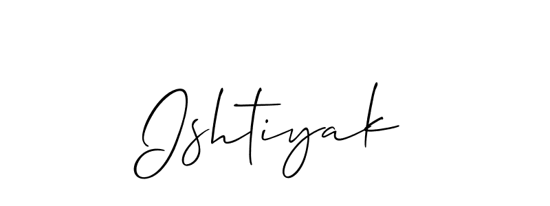 Use a signature maker to create a handwritten signature online. With this signature software, you can design (Allison_Script) your own signature for name Ishtiyak. Ishtiyak signature style 2 images and pictures png