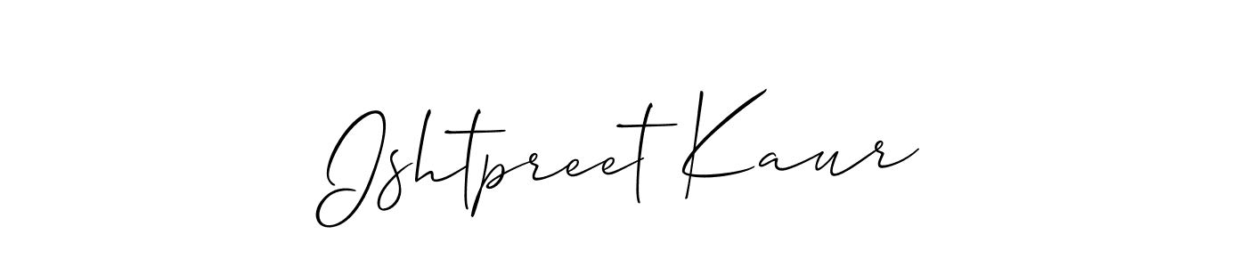 if you are searching for the best signature style for your name Ishtpreet Kaur. so please give up your signature search. here we have designed multiple signature styles  using Allison_Script. Ishtpreet Kaur signature style 2 images and pictures png