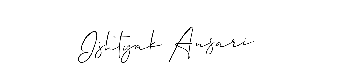 How to Draw Ishtyak Ansari signature style? Allison_Script is a latest design signature styles for name Ishtyak Ansari. Ishtyak Ansari signature style 2 images and pictures png