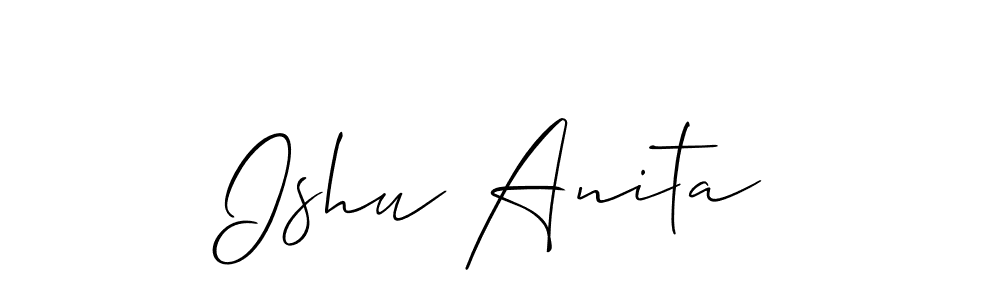 Also You can easily find your signature by using the search form. We will create Ishu Anita name handwritten signature images for you free of cost using Allison_Script sign style. Ishu Anita signature style 2 images and pictures png