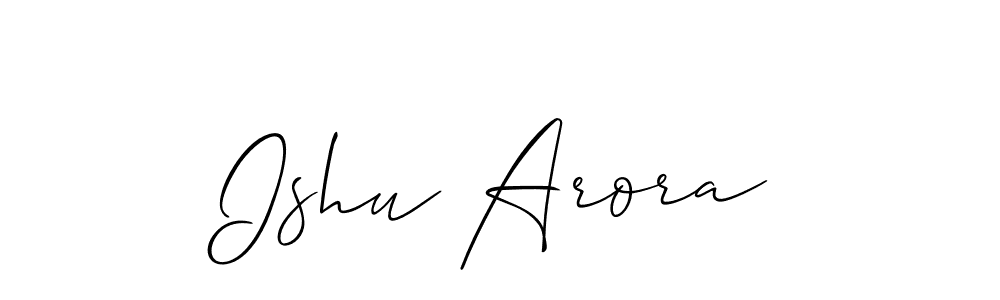 You should practise on your own different ways (Allison_Script) to write your name (Ishu Arora) in signature. don't let someone else do it for you. Ishu Arora signature style 2 images and pictures png
