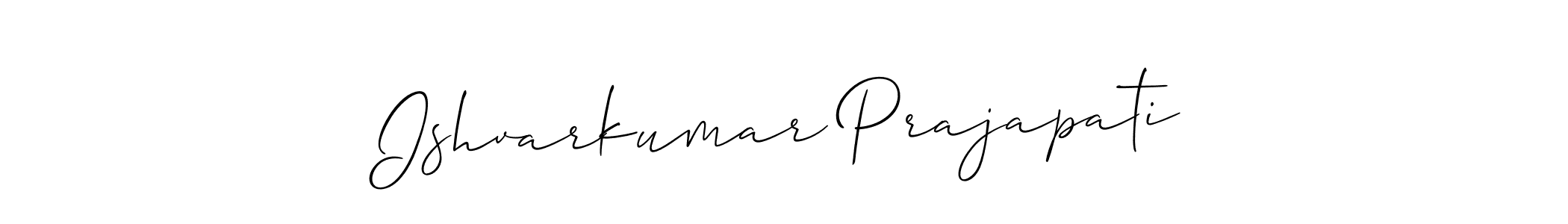 This is the best signature style for the Ishvarkumar Prajapati name. Also you like these signature font (Allison_Script). Mix name signature. Ishvarkumar Prajapati signature style 2 images and pictures png
