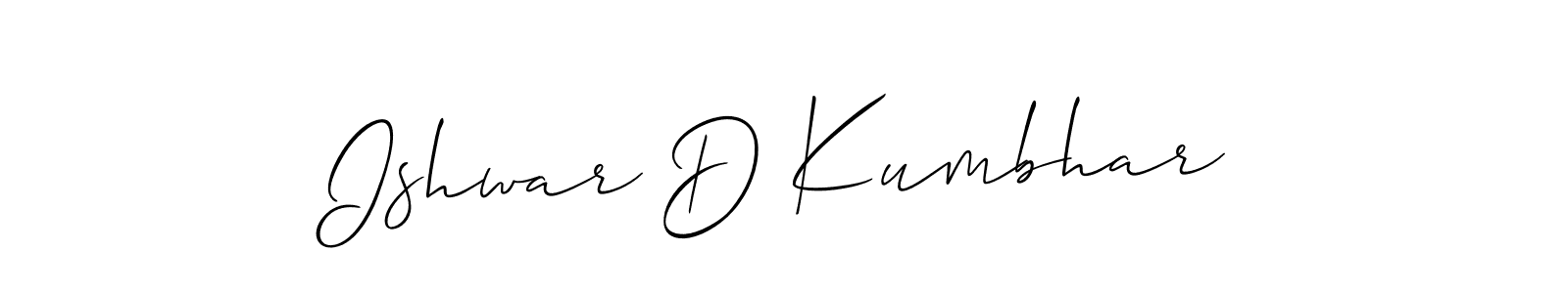 Make a beautiful signature design for name Ishwar D Kumbhar. With this signature (Allison_Script) style, you can create a handwritten signature for free. Ishwar D Kumbhar signature style 2 images and pictures png