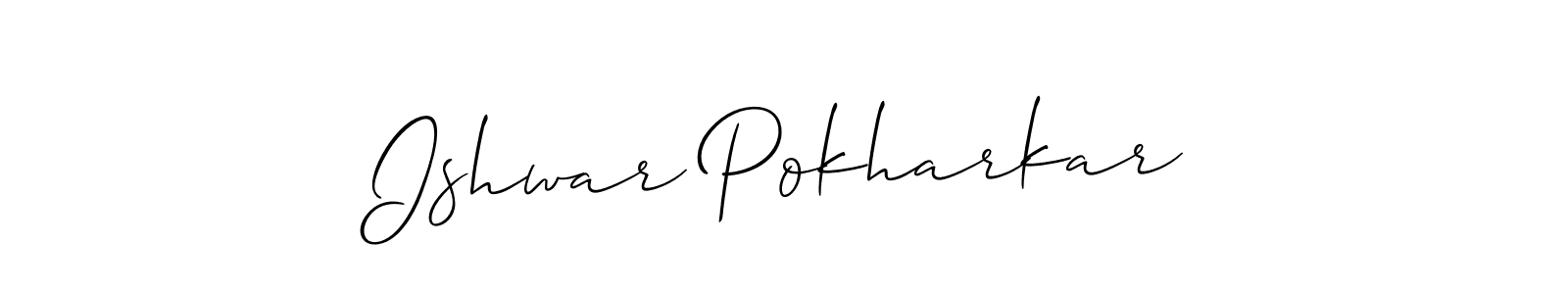Also You can easily find your signature by using the search form. We will create Ishwar Pokharkar name handwritten signature images for you free of cost using Allison_Script sign style. Ishwar Pokharkar signature style 2 images and pictures png