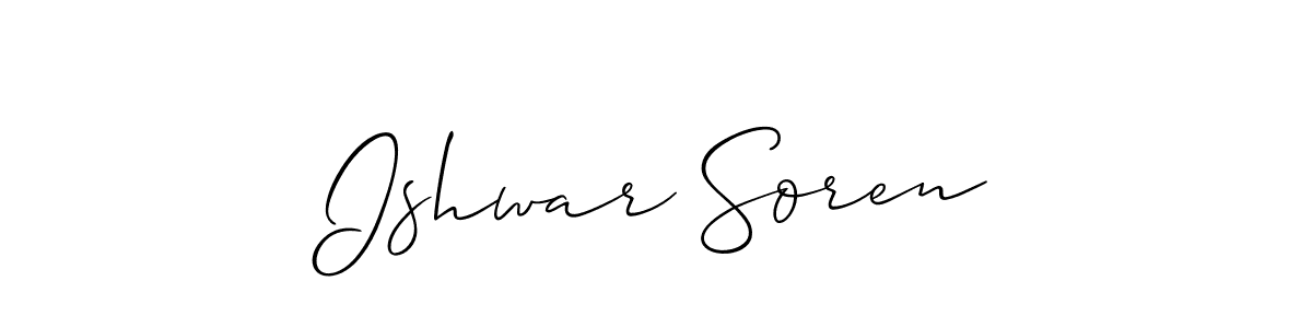 Allison_Script is a professional signature style that is perfect for those who want to add a touch of class to their signature. It is also a great choice for those who want to make their signature more unique. Get Ishwar Soren name to fancy signature for free. Ishwar Soren signature style 2 images and pictures png
