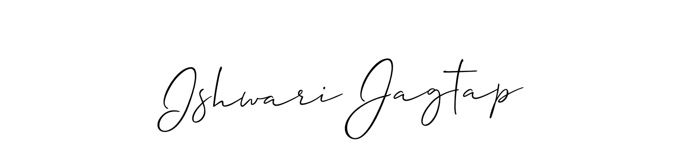 The best way (Allison_Script) to make a short signature is to pick only two or three words in your name. The name Ishwari Jagtap include a total of six letters. For converting this name. Ishwari Jagtap signature style 2 images and pictures png