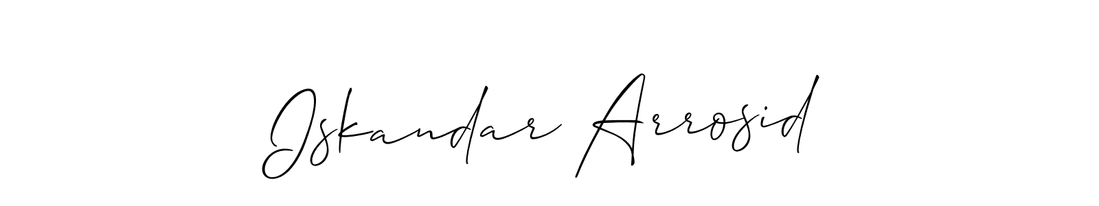 How to make Iskandar Arrosid signature? Allison_Script is a professional autograph style. Create handwritten signature for Iskandar Arrosid name. Iskandar Arrosid signature style 2 images and pictures png