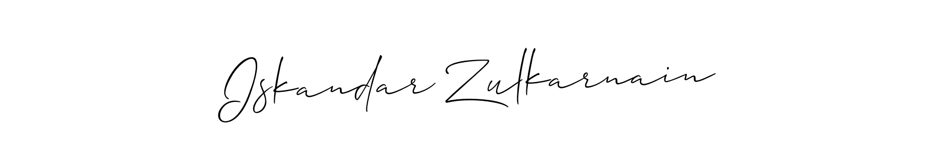 Also You can easily find your signature by using the search form. We will create Iskandar Zulkarnain name handwritten signature images for you free of cost using Allison_Script sign style. Iskandar Zulkarnain signature style 2 images and pictures png