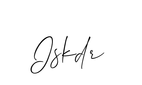 Use a signature maker to create a handwritten signature online. With this signature software, you can design (Allison_Script) your own signature for name Iskdr. Iskdr signature style 2 images and pictures png