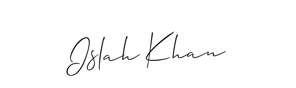 Make a beautiful signature design for name Islah Khan. With this signature (Allison_Script) style, you can create a handwritten signature for free. Islah Khan signature style 2 images and pictures png