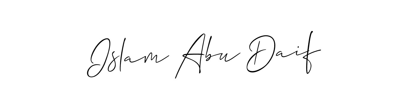 You should practise on your own different ways (Allison_Script) to write your name (Islam Abu Daif) in signature. don't let someone else do it for you. Islam Abu Daif signature style 2 images and pictures png