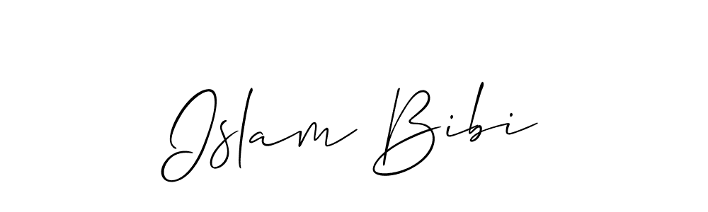 Allison_Script is a professional signature style that is perfect for those who want to add a touch of class to their signature. It is also a great choice for those who want to make their signature more unique. Get Islam Bibi name to fancy signature for free. Islam Bibi signature style 2 images and pictures png