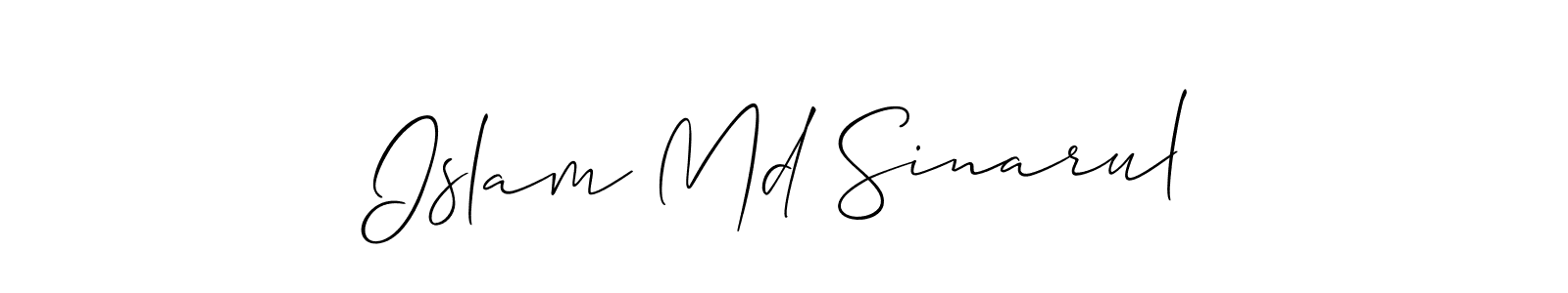 Create a beautiful signature design for name Islam Md Sinarul. With this signature (Allison_Script) fonts, you can make a handwritten signature for free. Islam Md Sinarul signature style 2 images and pictures png