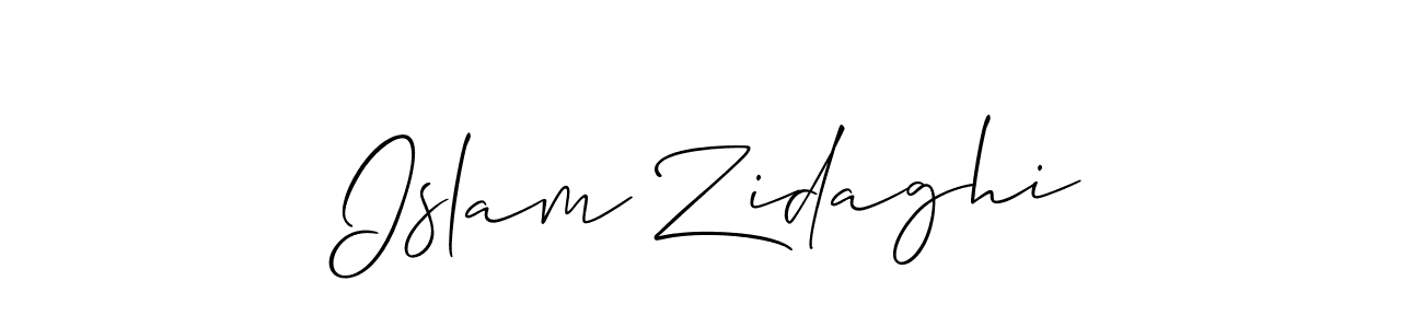 Make a beautiful signature design for name Islam Zidaghi. With this signature (Allison_Script) style, you can create a handwritten signature for free. Islam Zidaghi signature style 2 images and pictures png