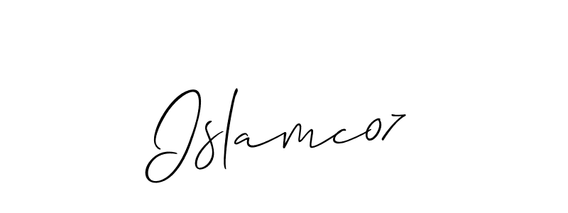 Use a signature maker to create a handwritten signature online. With this signature software, you can design (Allison_Script) your own signature for name Islamc07. Islamc07 signature style 2 images and pictures png