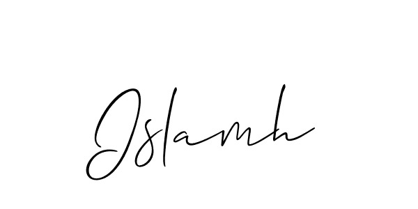 The best way (Allison_Script) to make a short signature is to pick only two or three words in your name. The name Islamh include a total of six letters. For converting this name. Islamh signature style 2 images and pictures png