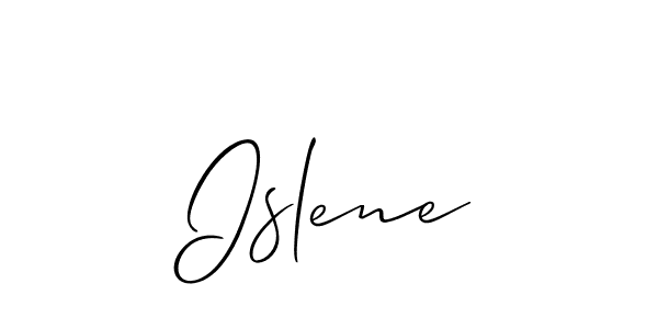 Design your own signature with our free online signature maker. With this signature software, you can create a handwritten (Allison_Script) signature for name Islene. Islene signature style 2 images and pictures png