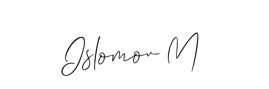 How to make Islomov M name signature. Use Allison_Script style for creating short signs online. This is the latest handwritten sign. Islomov M signature style 2 images and pictures png
