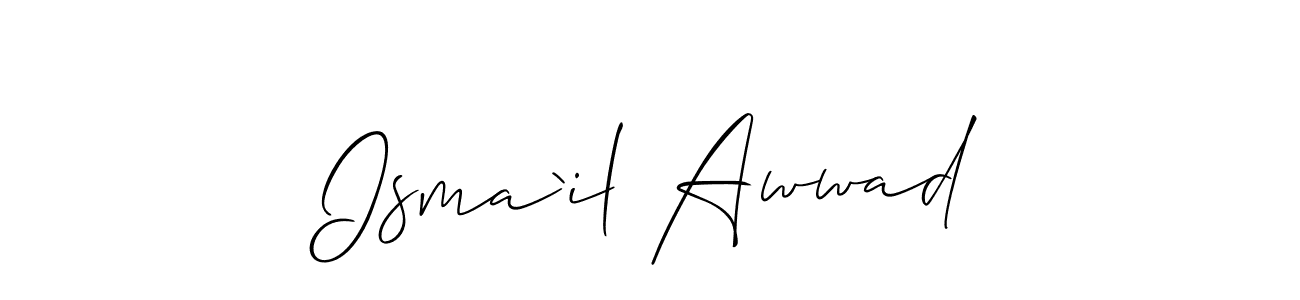 How to make Isma`il Awwad name signature. Use Allison_Script style for creating short signs online. This is the latest handwritten sign. Isma`il Awwad signature style 2 images and pictures png
