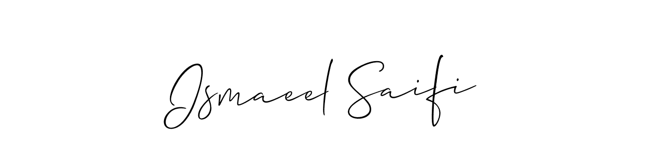 Also You can easily find your signature by using the search form. We will create Ismaeel Saifi name handwritten signature images for you free of cost using Allison_Script sign style. Ismaeel Saifi signature style 2 images and pictures png