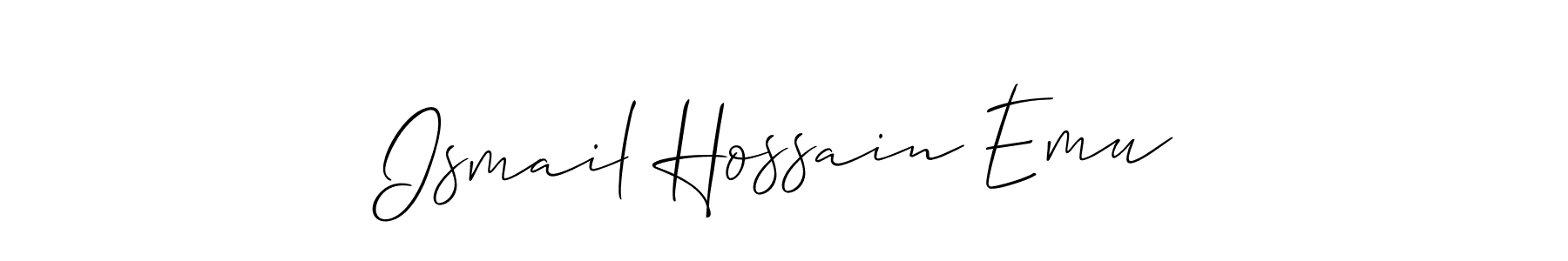 Use a signature maker to create a handwritten signature online. With this signature software, you can design (Allison_Script) your own signature for name Ismail Hossain Emu. Ismail Hossain Emu signature style 2 images and pictures png