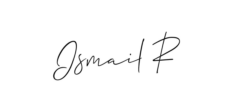 The best way (Allison_Script) to make a short signature is to pick only two or three words in your name. The name Ismail R include a total of six letters. For converting this name. Ismail R signature style 2 images and pictures png