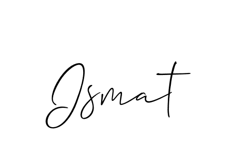 Use a signature maker to create a handwritten signature online. With this signature software, you can design (Allison_Script) your own signature for name Ismat. Ismat signature style 2 images and pictures png