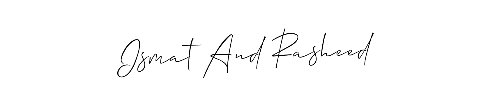 The best way (Allison_Script) to make a short signature is to pick only two or three words in your name. The name Ismat And Rasheed include a total of six letters. For converting this name. Ismat And Rasheed signature style 2 images and pictures png