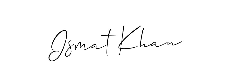 Make a beautiful signature design for name Ismat Khan. With this signature (Allison_Script) style, you can create a handwritten signature for free. Ismat Khan signature style 2 images and pictures png