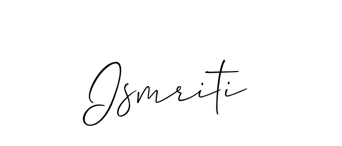 Create a beautiful signature design for name Ismriti. With this signature (Allison_Script) fonts, you can make a handwritten signature for free. Ismriti signature style 2 images and pictures png