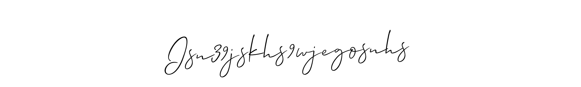 How to Draw Isn39jskhs9wjegosnhs signature style? Allison_Script is a latest design signature styles for name Isn39jskhs9wjegosnhs. Isn39jskhs9wjegosnhs signature style 2 images and pictures png