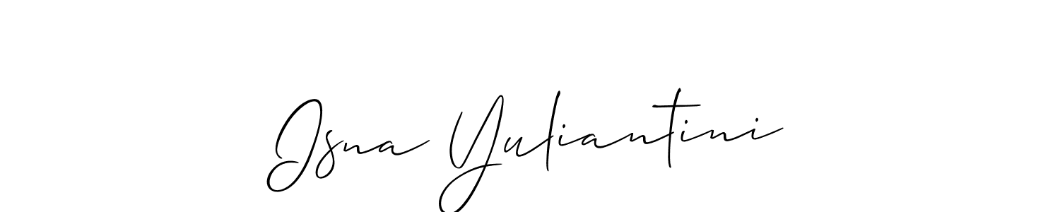 if you are searching for the best signature style for your name Isna Yuliantini. so please give up your signature search. here we have designed multiple signature styles  using Allison_Script. Isna Yuliantini signature style 2 images and pictures png