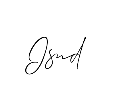 if you are searching for the best signature style for your name Isnd. so please give up your signature search. here we have designed multiple signature styles  using Allison_Script. Isnd signature style 2 images and pictures png