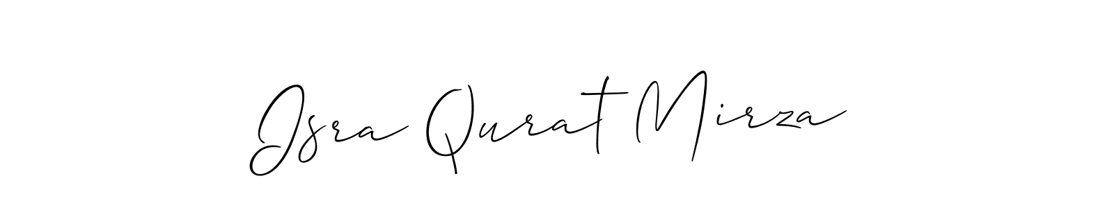 Use a signature maker to create a handwritten signature online. With this signature software, you can design (Allison_Script) your own signature for name Isra Qurat Mirza. Isra Qurat Mirza signature style 2 images and pictures png