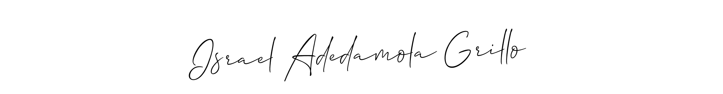 How to make Israel Adedamola Grillo name signature. Use Allison_Script style for creating short signs online. This is the latest handwritten sign. Israel Adedamola Grillo signature style 2 images and pictures png