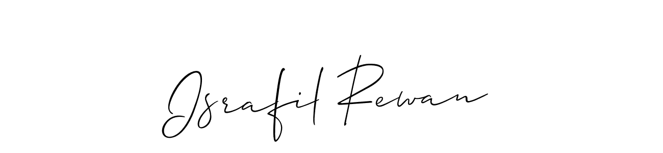 Allison_Script is a professional signature style that is perfect for those who want to add a touch of class to their signature. It is also a great choice for those who want to make their signature more unique. Get Israfil Rewan name to fancy signature for free. Israfil Rewan signature style 2 images and pictures png
