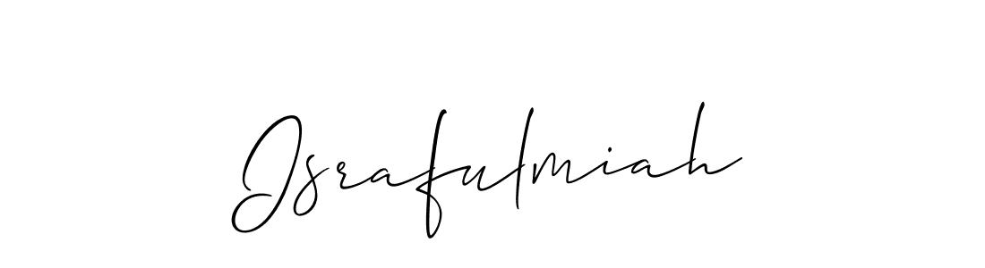 Make a beautiful signature design for name Israfulmiah. With this signature (Allison_Script) style, you can create a handwritten signature for free. Israfulmiah signature style 2 images and pictures png
