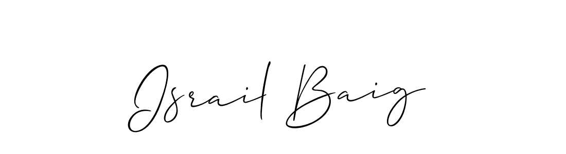 How to make Israil Baig name signature. Use Allison_Script style for creating short signs online. This is the latest handwritten sign. Israil Baig signature style 2 images and pictures png