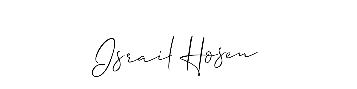 How to Draw Israil Hosen signature style? Allison_Script is a latest design signature styles for name Israil Hosen. Israil Hosen signature style 2 images and pictures png