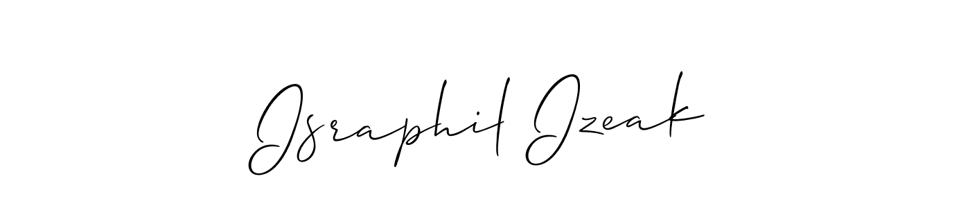 The best way (Allison_Script) to make a short signature is to pick only two or three words in your name. The name Israphil Izeak include a total of six letters. For converting this name. Israphil Izeak signature style 2 images and pictures png
