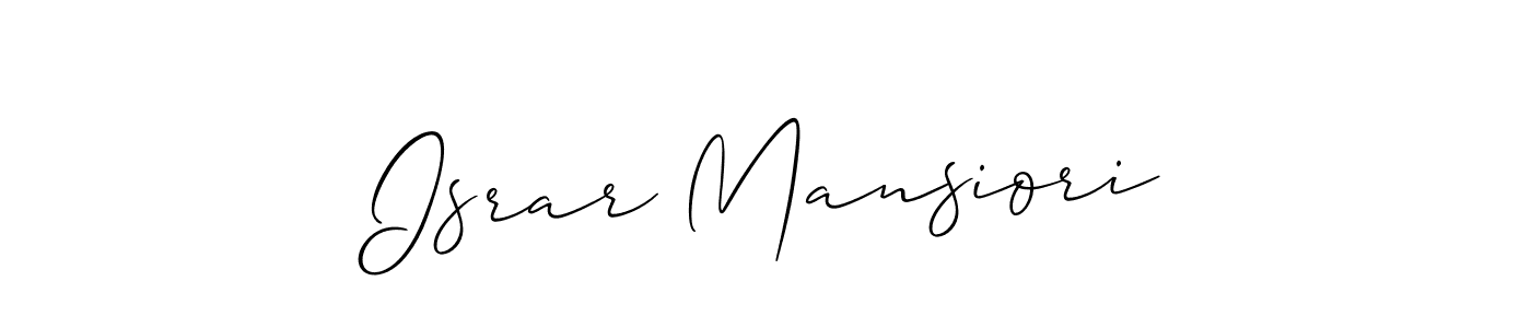 How to make Israr Mansiori name signature. Use Allison_Script style for creating short signs online. This is the latest handwritten sign. Israr Mansiori signature style 2 images and pictures png
