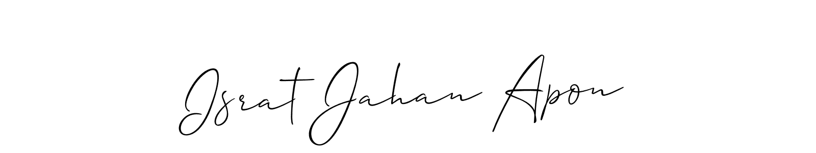 Similarly Allison_Script is the best handwritten signature design. Signature creator online .You can use it as an online autograph creator for name Israt Jahan Apon. Israt Jahan Apon signature style 2 images and pictures png