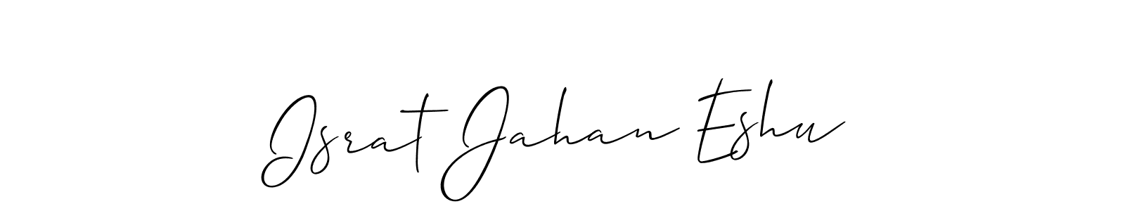 How to make Israt Jahan Eshu name signature. Use Allison_Script style for creating short signs online. This is the latest handwritten sign. Israt Jahan Eshu signature style 2 images and pictures png