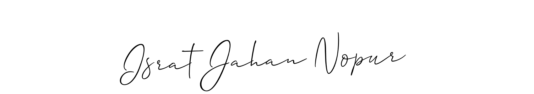 Design your own signature with our free online signature maker. With this signature software, you can create a handwritten (Allison_Script) signature for name Israt Jahan Nopur. Israt Jahan Nopur signature style 2 images and pictures png