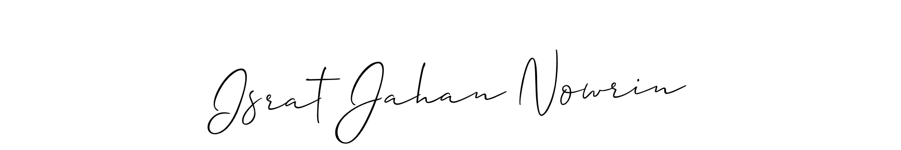 You should practise on your own different ways (Allison_Script) to write your name (Israt Jahan Nowrin) in signature. don't let someone else do it for you. Israt Jahan Nowrin signature style 2 images and pictures png