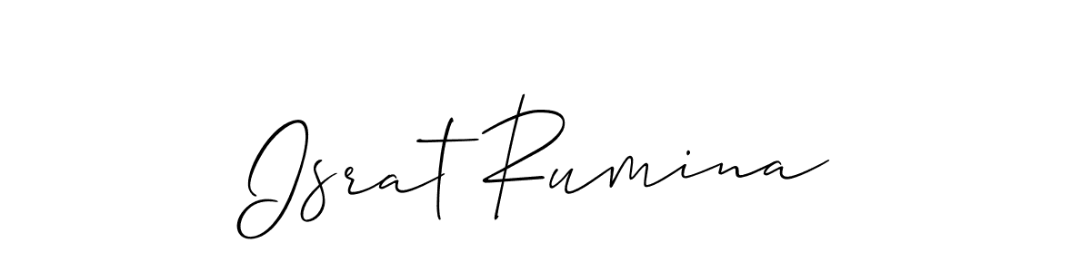 Also You can easily find your signature by using the search form. We will create Israt Rumina name handwritten signature images for you free of cost using Allison_Script sign style. Israt Rumina signature style 2 images and pictures png