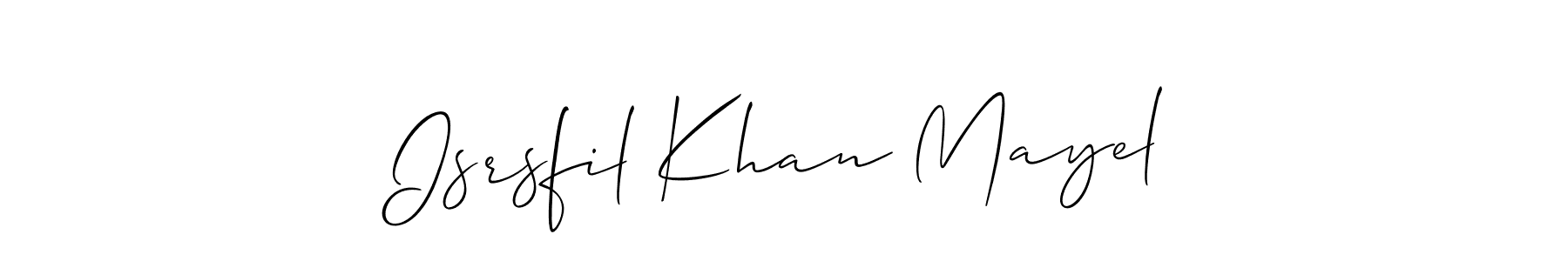 How to make Isrsfil Khan Mayel name signature. Use Allison_Script style for creating short signs online. This is the latest handwritten sign. Isrsfil Khan Mayel signature style 2 images and pictures png