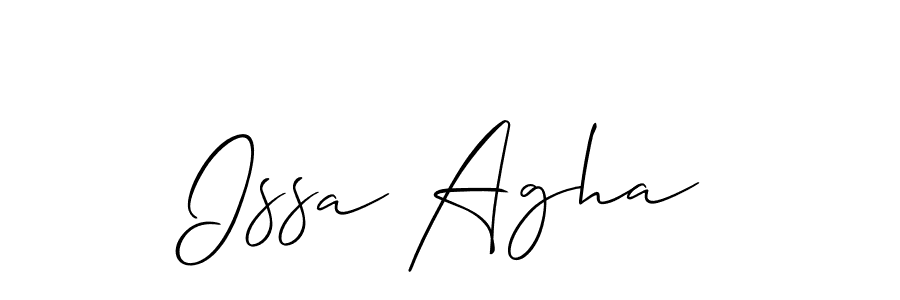 The best way (Allison_Script) to make a short signature is to pick only two or three words in your name. The name Issa Agha include a total of six letters. For converting this name. Issa Agha signature style 2 images and pictures png